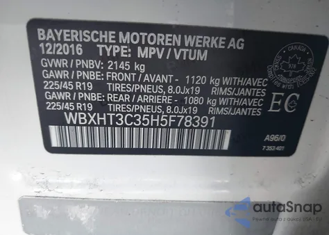 2017 BMW X1 xDrive28I z USA, uszkodzony, nr VIN WBXHT3C35H5F78391